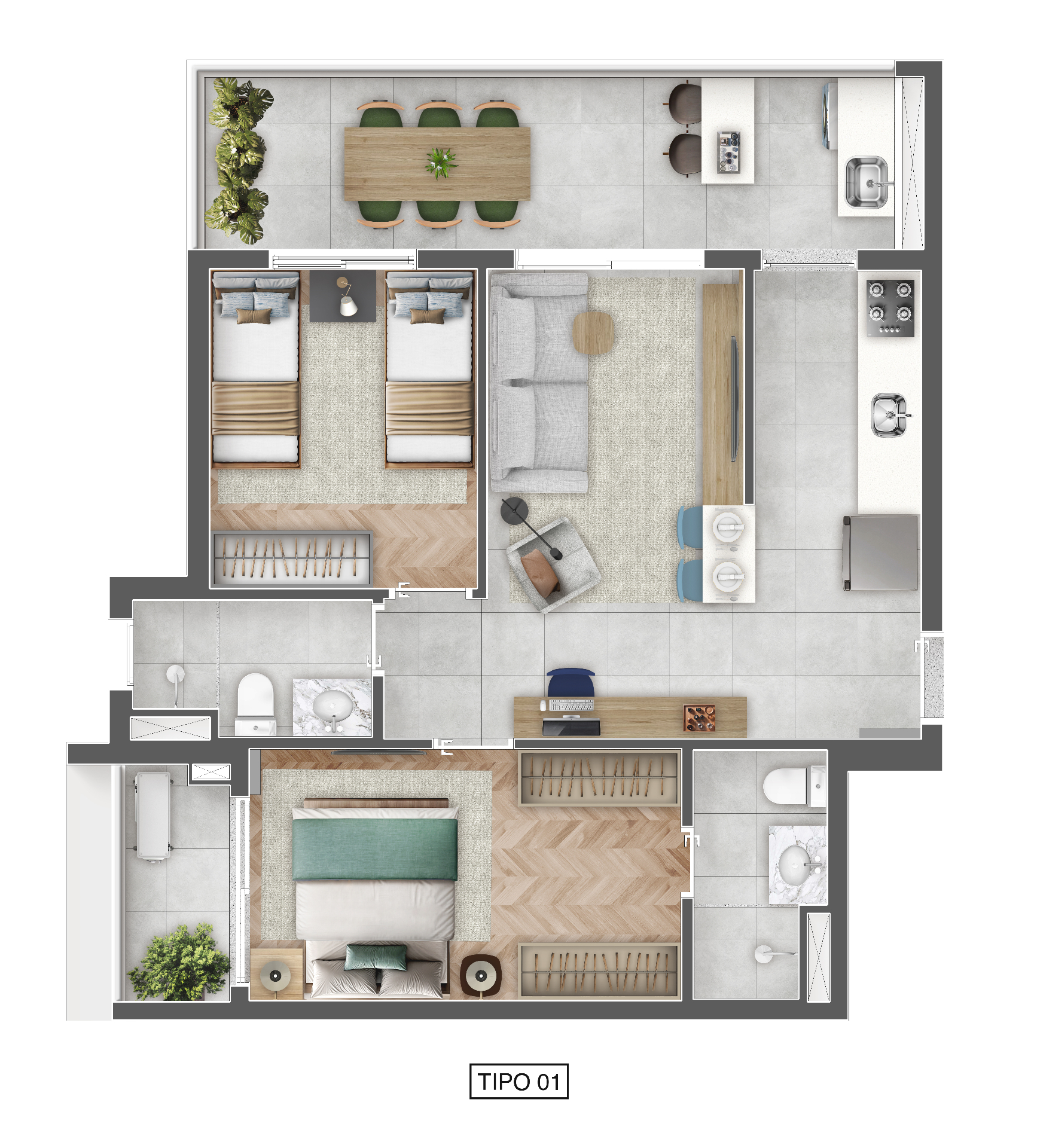 Planta 65 m²