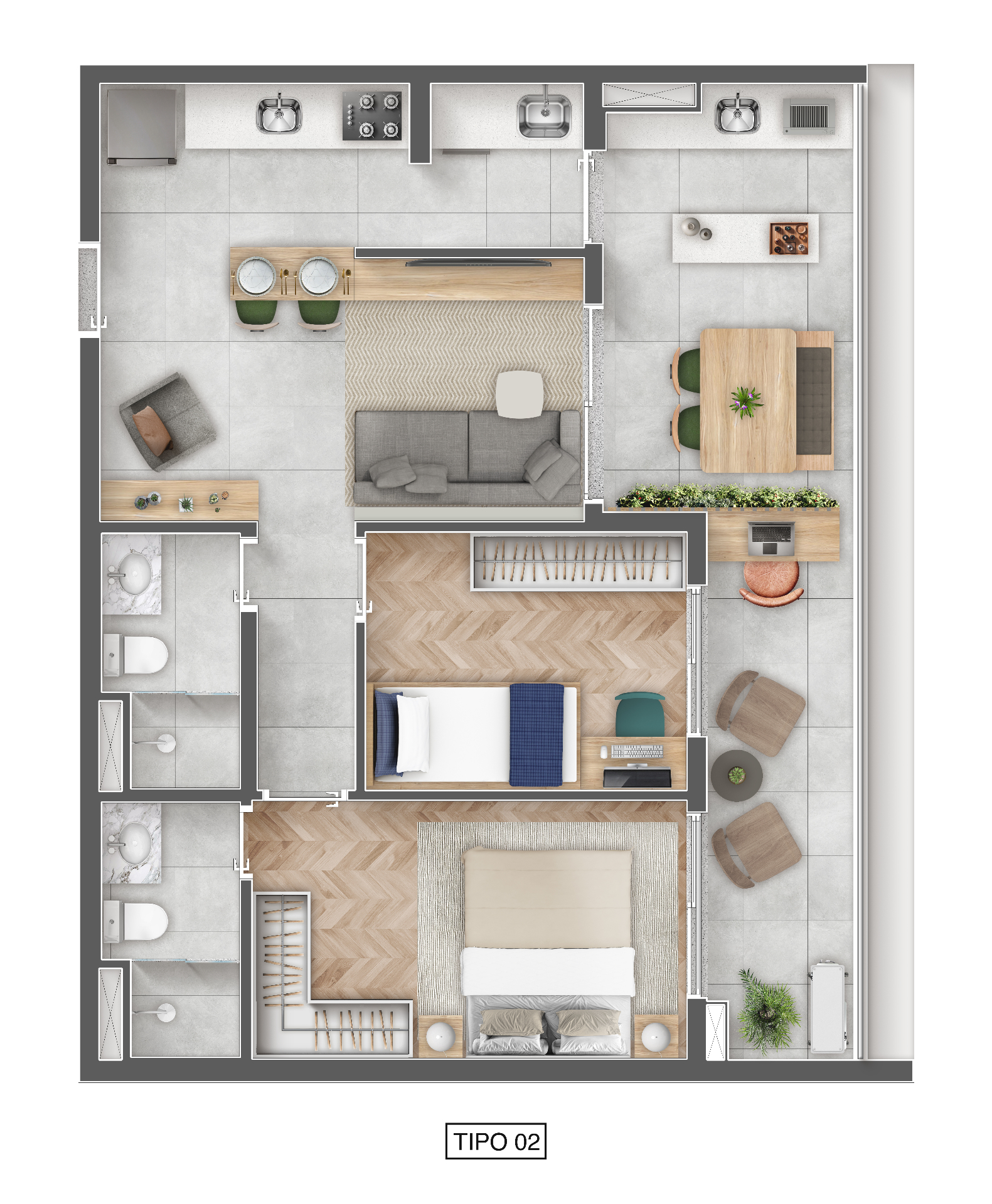 Planta 68 m²